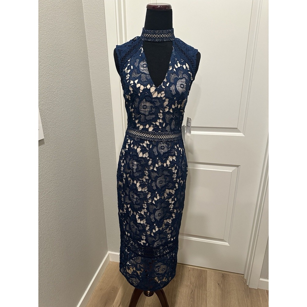 NWT Navy Blue Lace Dress COOPER ST Sz 2 Holiday Cocktail Evening